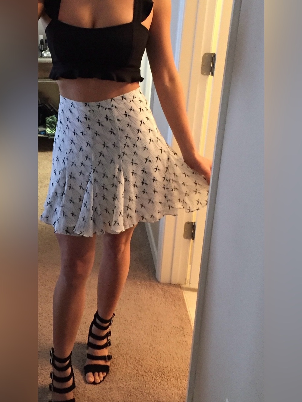 bebe White Mini Skater Skirt